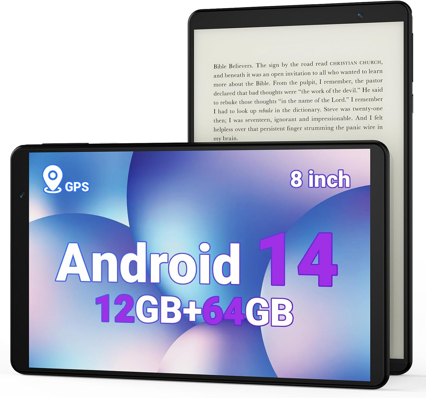2025 Android 14 Tablet with GPS, 12GB RAM, 64GB ROM, 8in Display