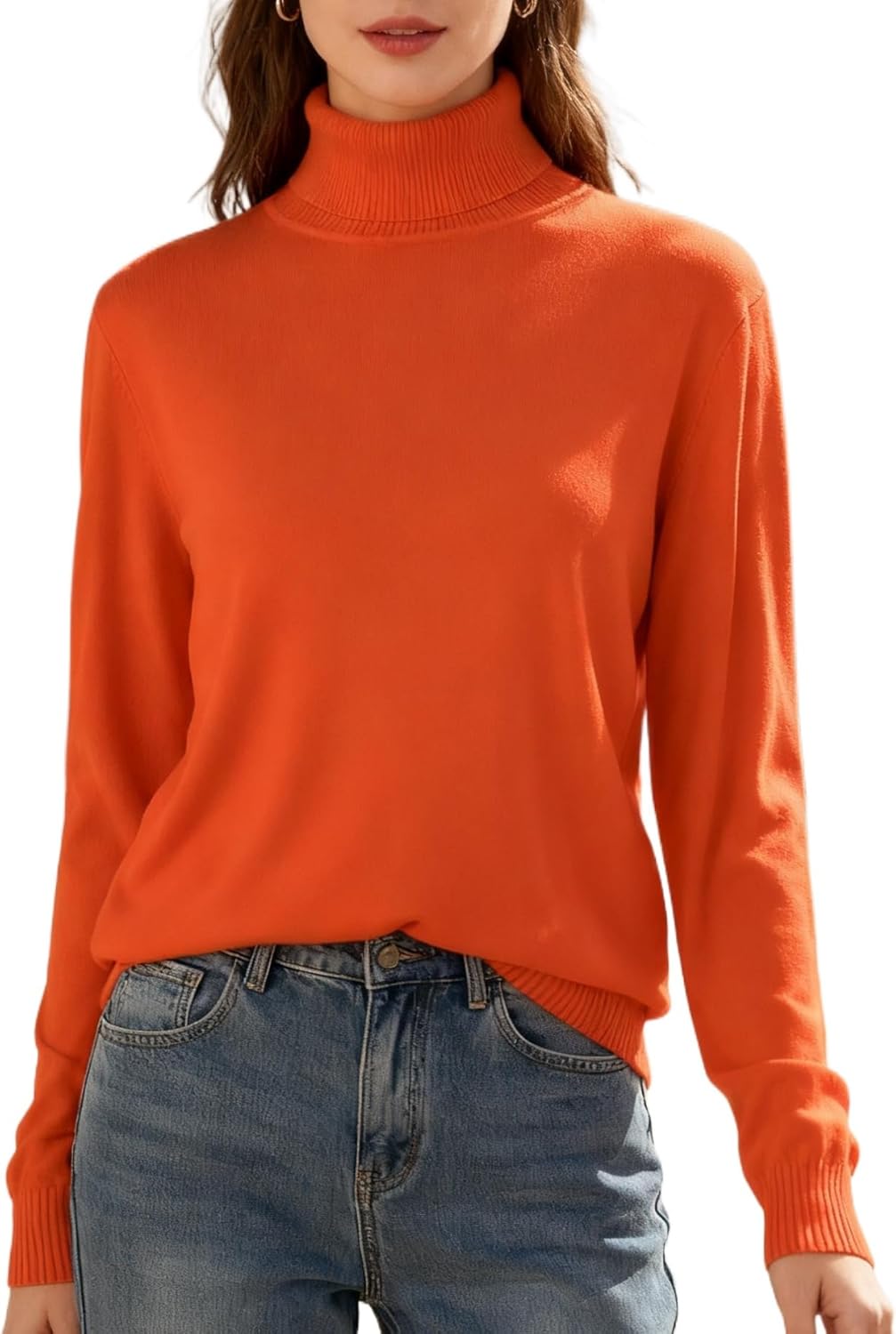 SANGTREE Women's Turtleneck Sweater for Casual Fall Style