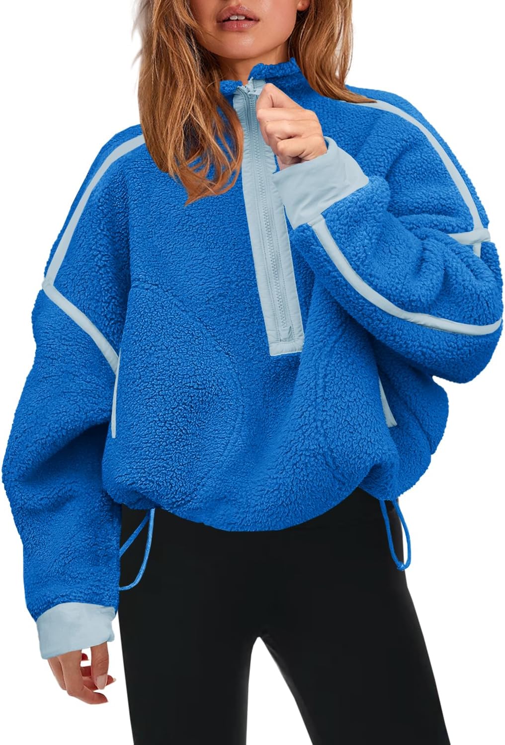 Cozy Oversized Sherpa Pullover with Pockets