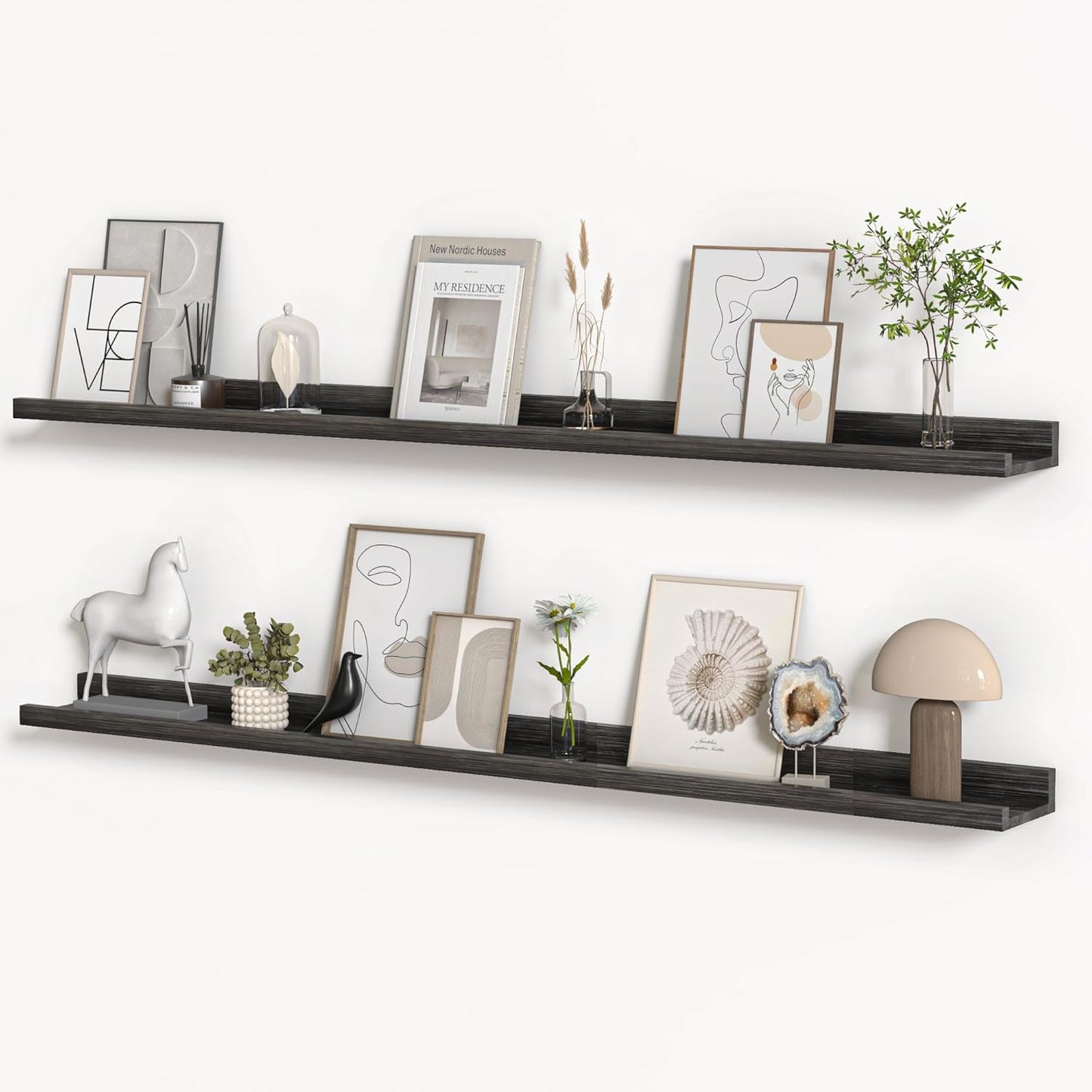 Floating Shelves for Wall, Rustic Solid Wood Set of 2
