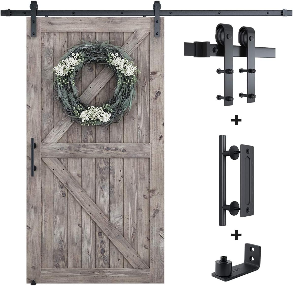 SMARTSTANDARD 8.2 FT Barn Door Hardware Kit for Easy Installation