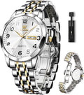 OLEVS Men's Luxury Day Date Watch, Waterproof, Two Tone Big Face