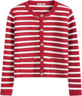 ANRABESS Women Striped Cropped Cardigan Sweater - Classic Fall Style