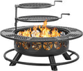 42 in BBQ Fire Pit with 2 Grills - 3-in-1 Outdoor Fire Pit Table