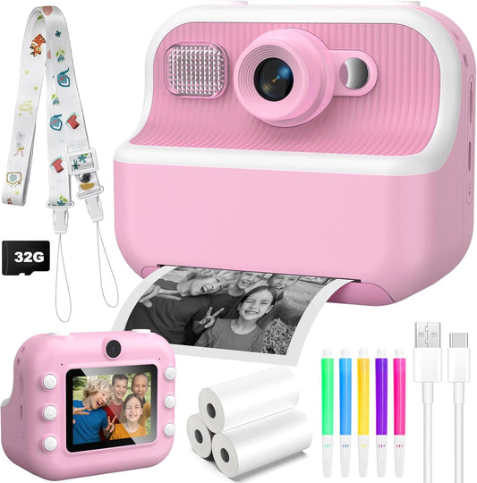 Jueion Instant Print Camera - Perfect Gift for Girls 8-12 - Pink
