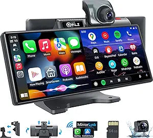 PLZ Wireless Apple Car Play Radio Stereo with Dual Cameras