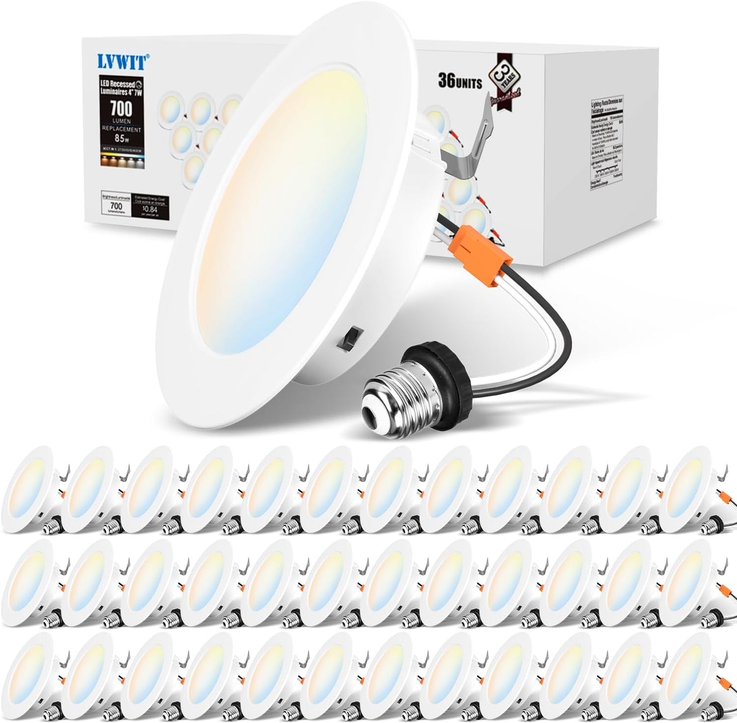 LVWIT 4inch Dimmable LED Can Lights with 5CCT Color Options