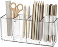 Acrylic Pen Holder 4 Compartments Clear Pencil Organizer - Tidy Desk