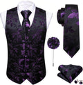 Men's Paisley Jacquard Vest Set with Tie and Pocket Square - Formal