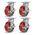 6ft Caster Wheels Heavy Duty Casters with Polyurethane Wheel - Set