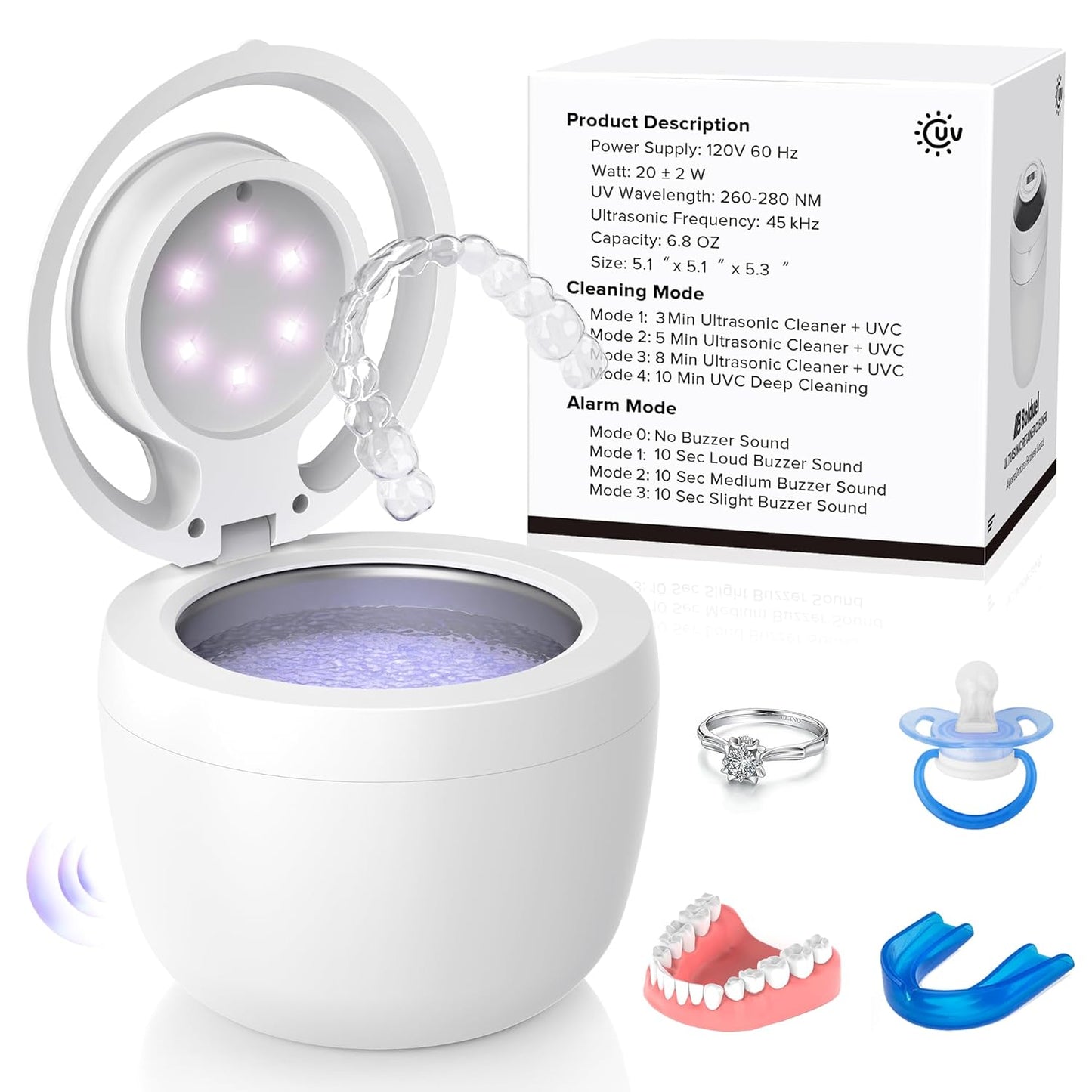 Ultrasonic Retainer Cleaner Machine with Buzzer Alarm for Deep Clean