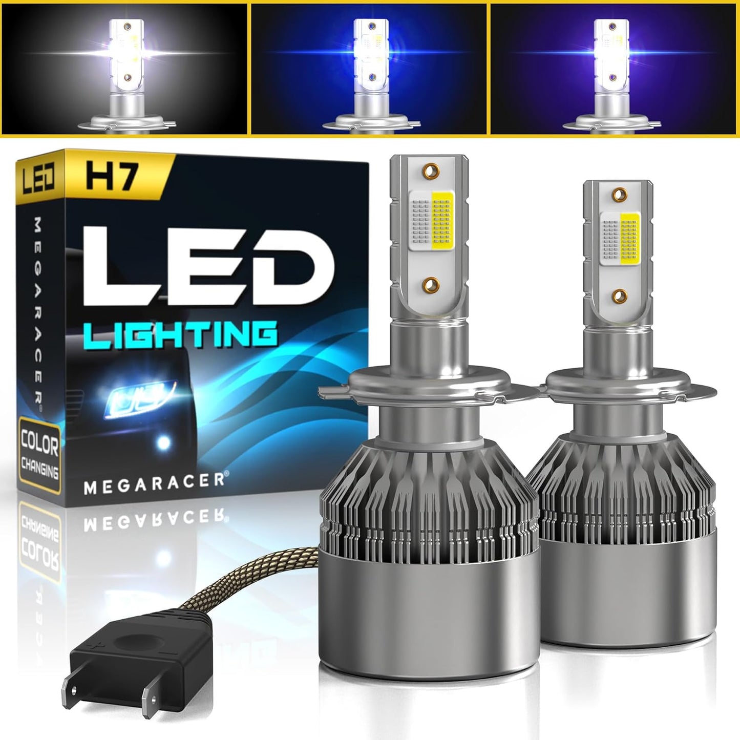 Mega Racer H7 Light Bulb with 3 Color Changing Options