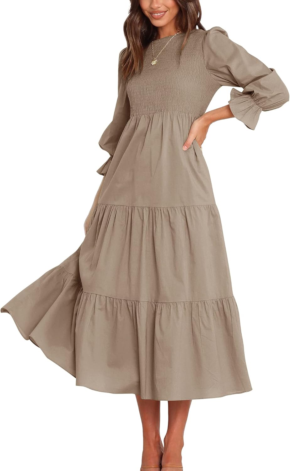 BTFBM Women Casual Long Sleeve Floral Maxi Dress for Fall