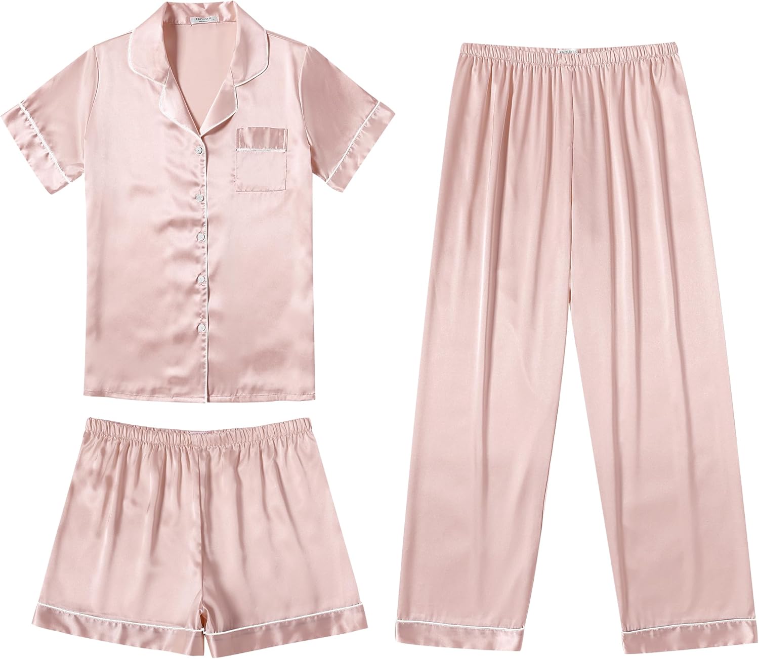 Ekouaer Silk Pajamas for Women Set Soft Satin Sleepwear