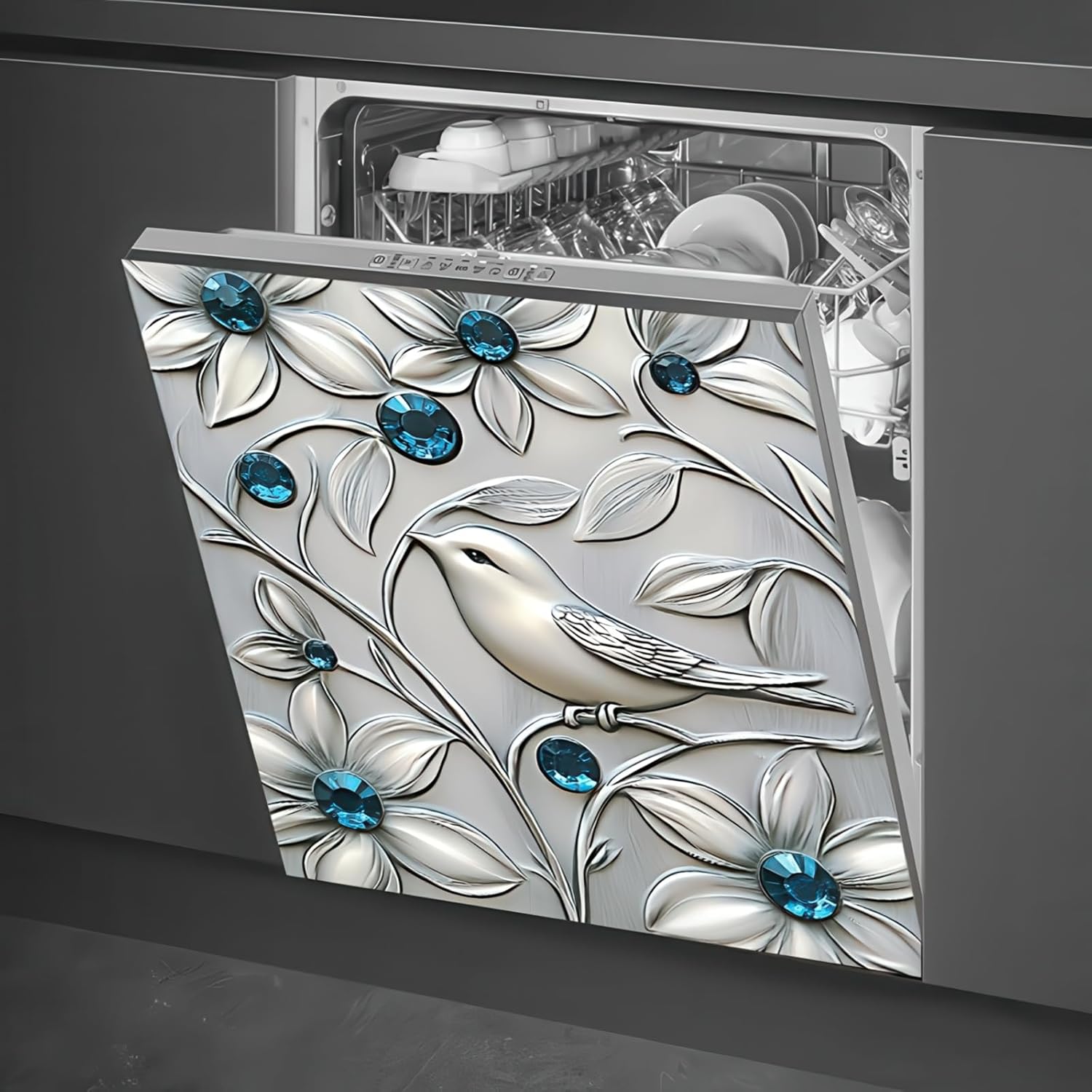 Bird Dishwasher Magnet Cover with Whimsical Design for Kitchen