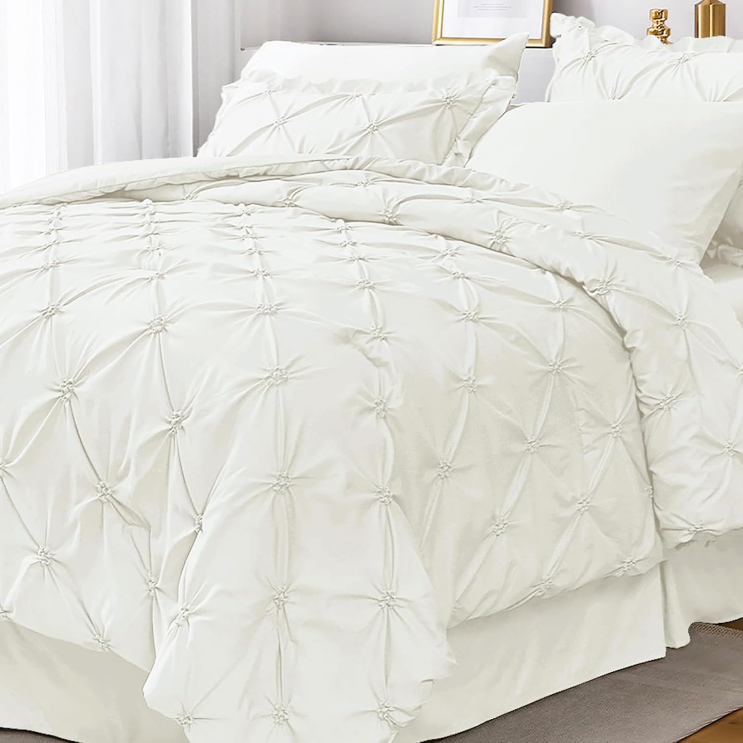 JOLLYVOGUE Ivory King Size Comforter Set for Elegant Bedrooms