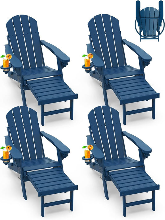 Greenvines Adirondack Chairs Set of 4 with Ottoman for Comfort