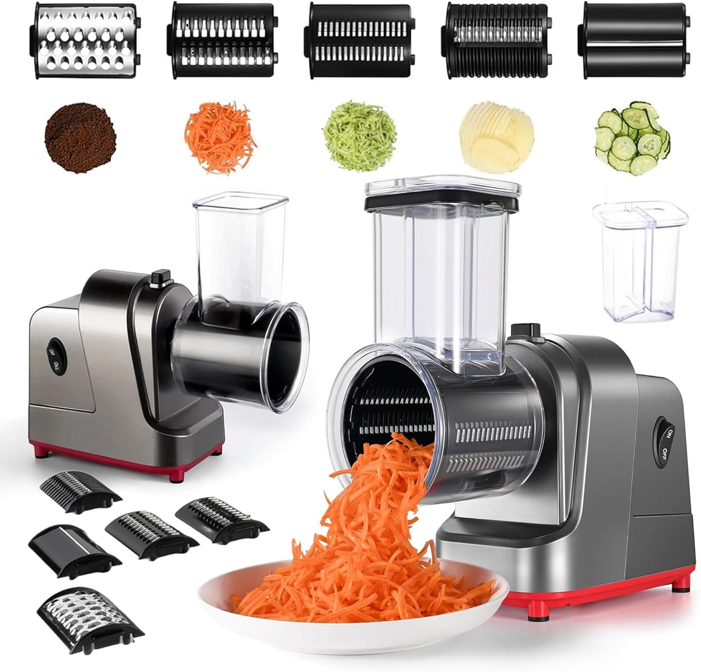 Electric Cheese Grater with 5 Blades for Effortless Meal Prep