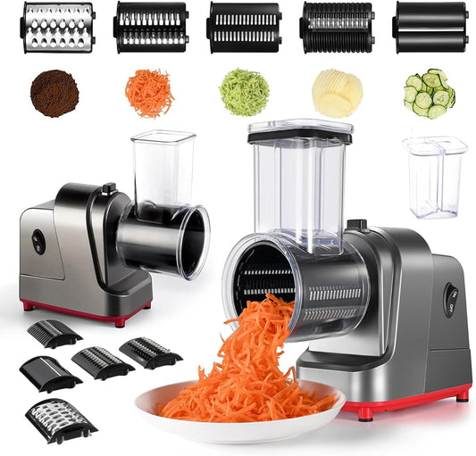 Electric Cheese Grater with 5 Blades for Effortless Meal Prep