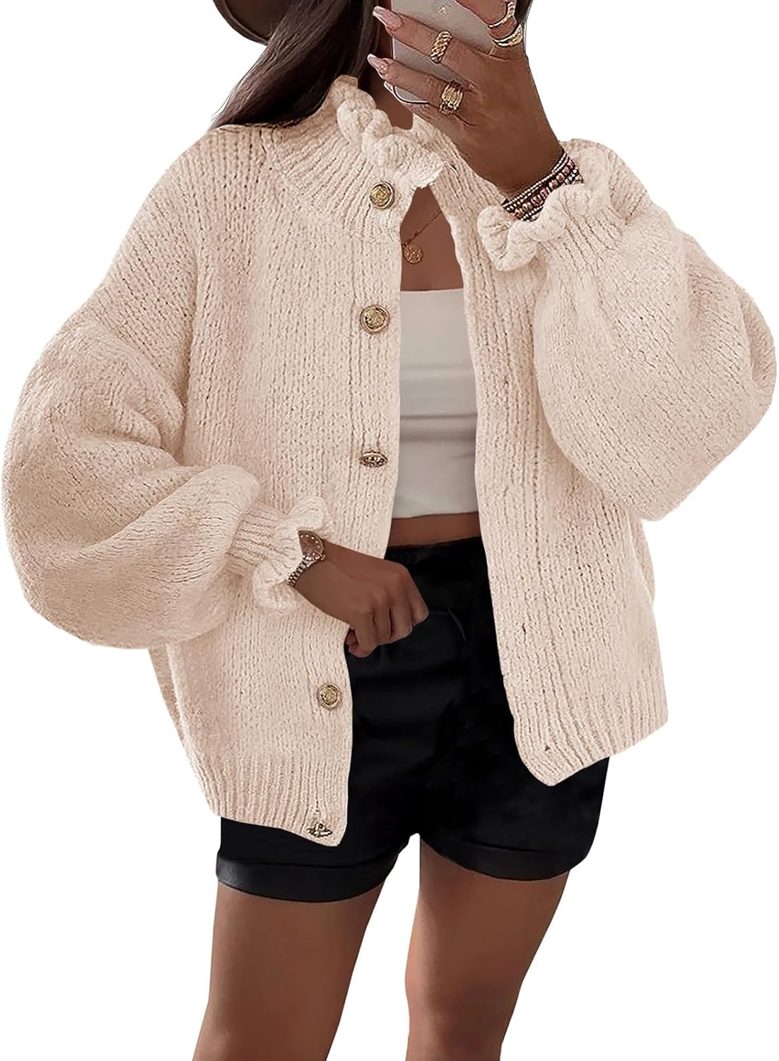 Saodimallsu Womens Ruffle Cardigan for Trendy Fall Looks