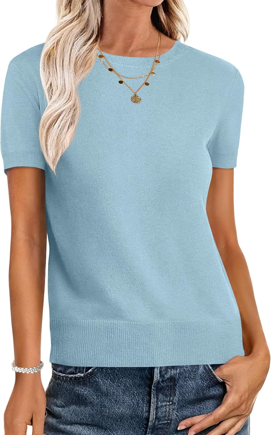 Womens Short Sleeve Sweaters for Business Casual Summer Wear