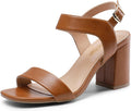 DREAM PAIRS Women's High Chunky Heels Square Toe Block Ankle Strap Out