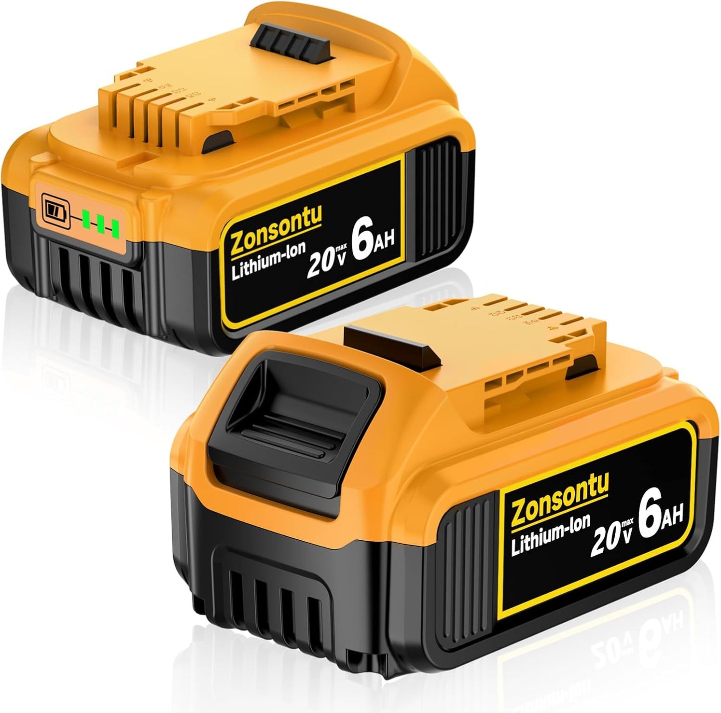 2Pack 20V 6.0Ah Max Battery for Dewalt DCB Series Tools