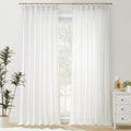 White Boho Linen Sheer Curtains for Bedroom and Living Room