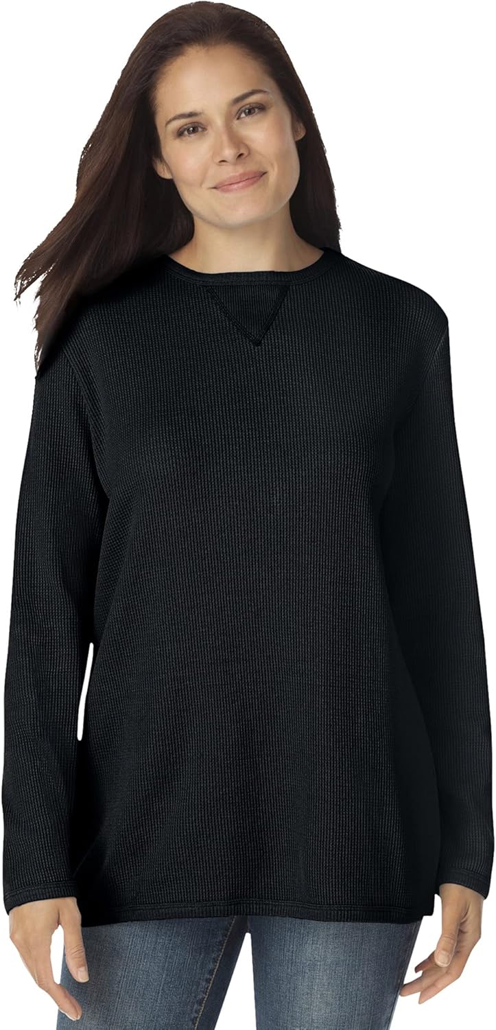 Plus Size Waffle Thermal Sweatshirt for Year-Round Comfort