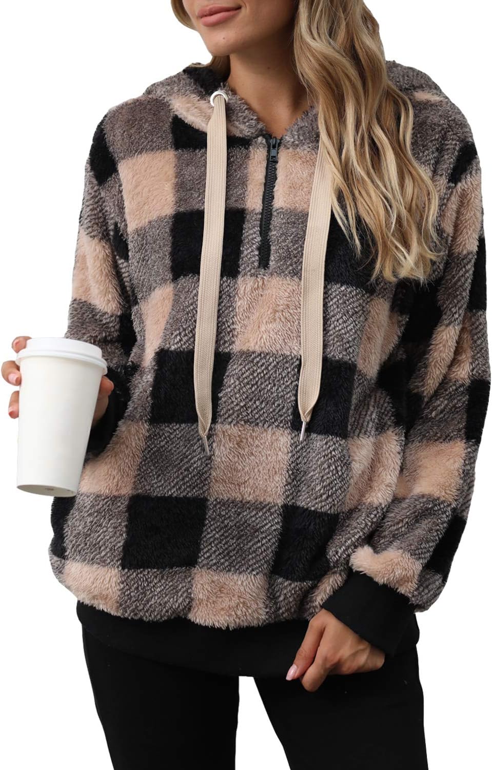 Oversized Sherpa Pullover Hoodie for Women - Cozy and Stylish