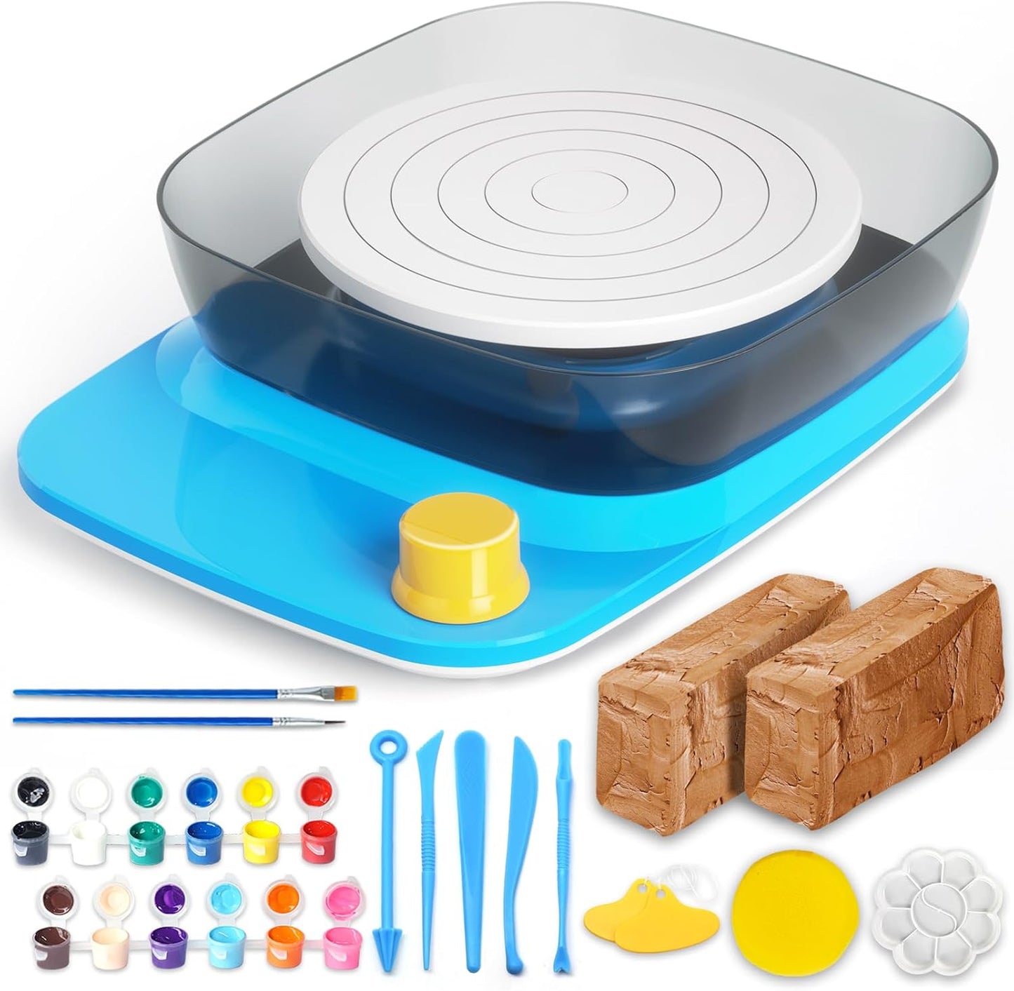 Complete Pottery Wheel for Kids - Rechargeable and Portable Set