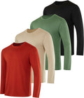 Mens Long Sleeve Dry Fit T Shirts 4 Pack - UPF 50 Sun Protection white