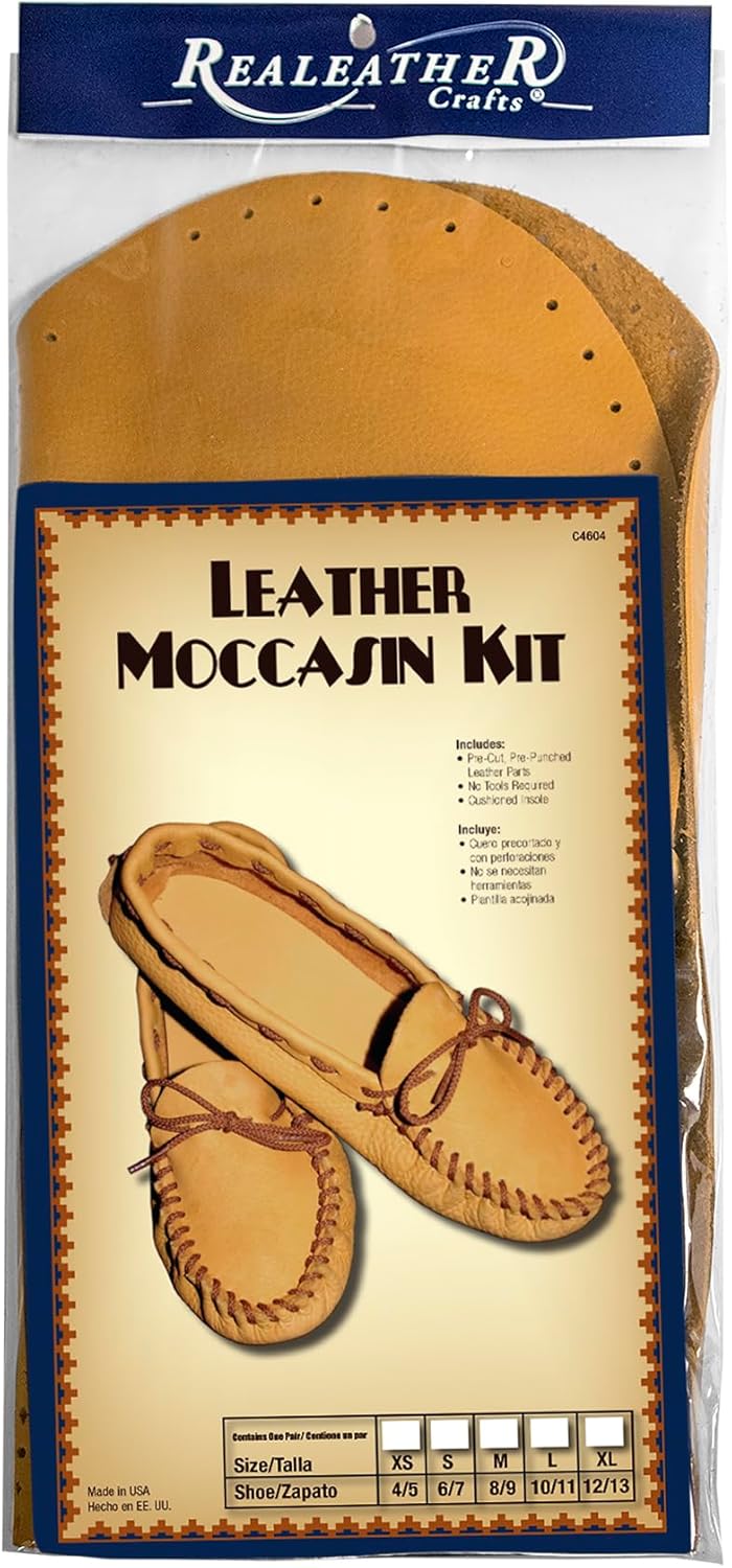 Realeather Adult Moccasin Leathercraft Kit for Comfortable Mocs