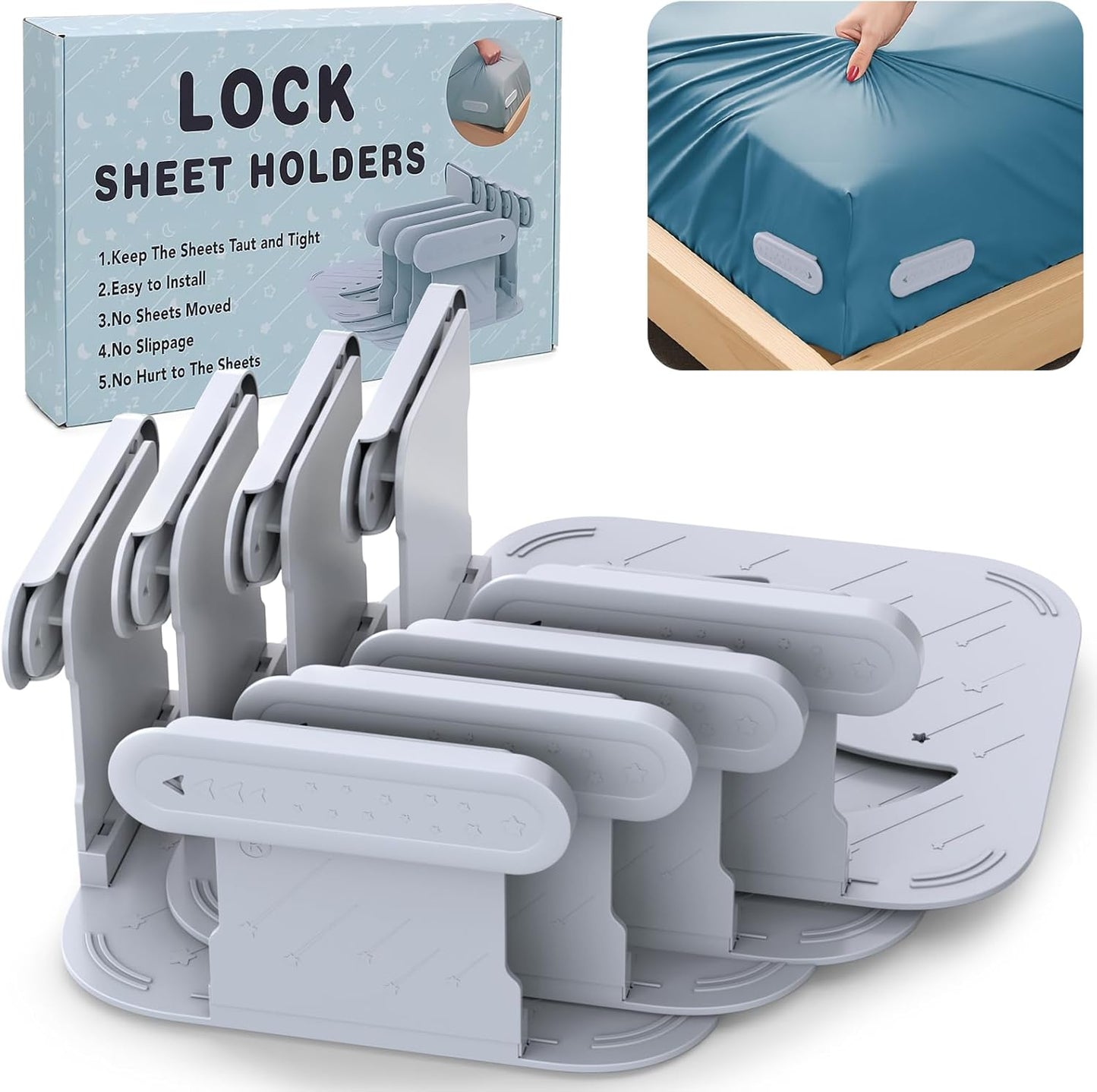 Upgrade Bed Sheet Holders for Corners - Keep Sheets Firm & Tight