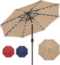 HealSmart 7.5ft Patio Umbrella with Tilt and Crank - LED Lighted
