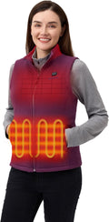 Women's Heated Fleece Vest with Collar - Lightweight 4-Zone Heat