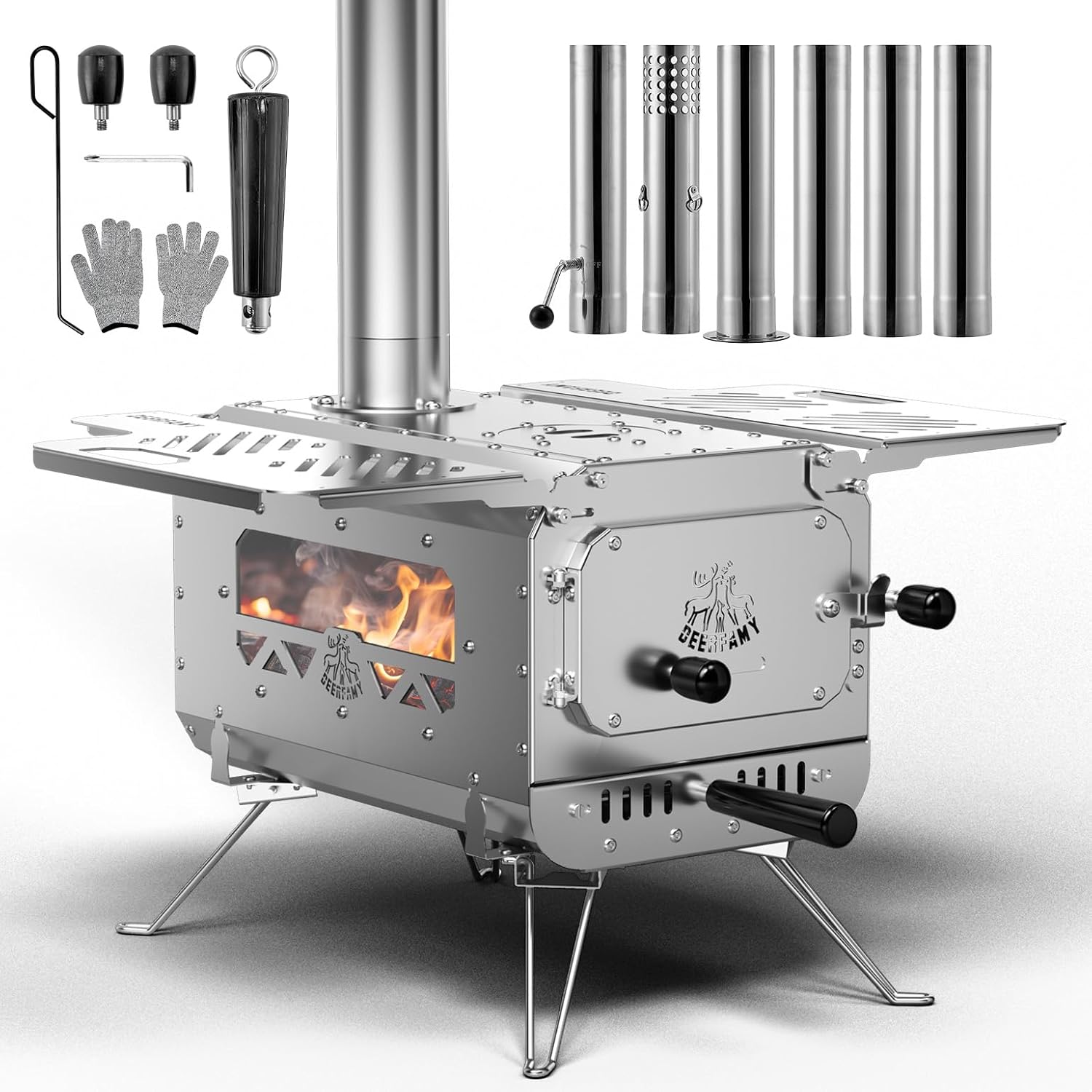 DEERFAMY Portable Tent Stove - Stay Warm & Cook Outdoors
