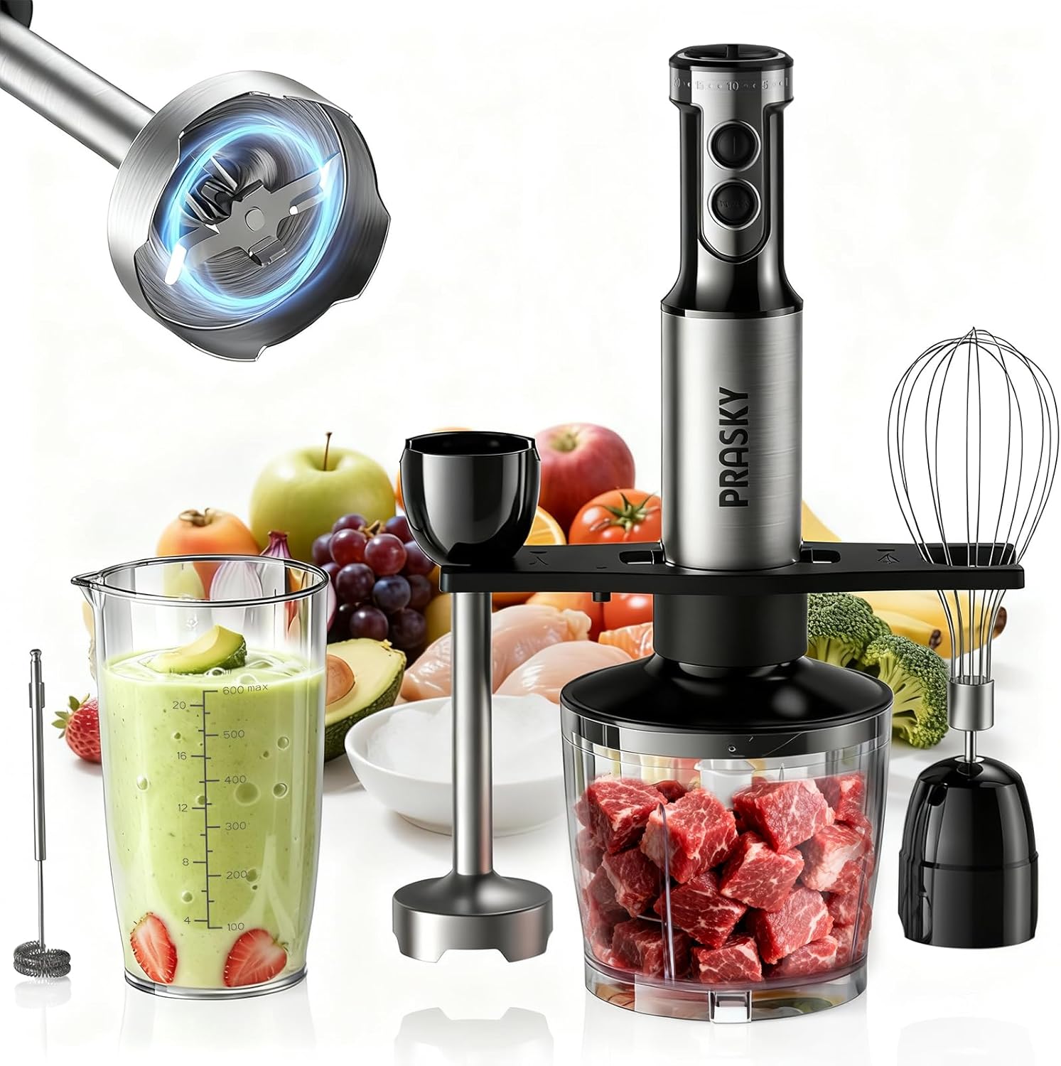 Immersion Blender Handheld with 20 Speed & Turbo Mode Features