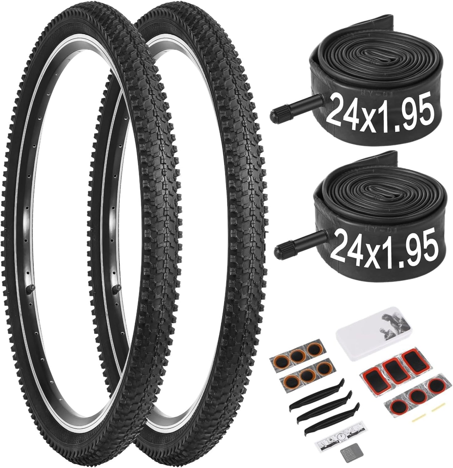24/26x1.95 Bike Tire and Tube Set for Mountain and BMX Bikes