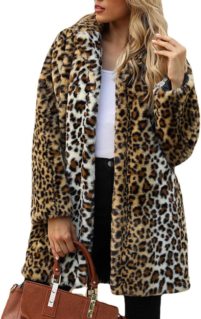 TOPONSKY Womens Winter Warm Faux Fur Lapel Coat for Style