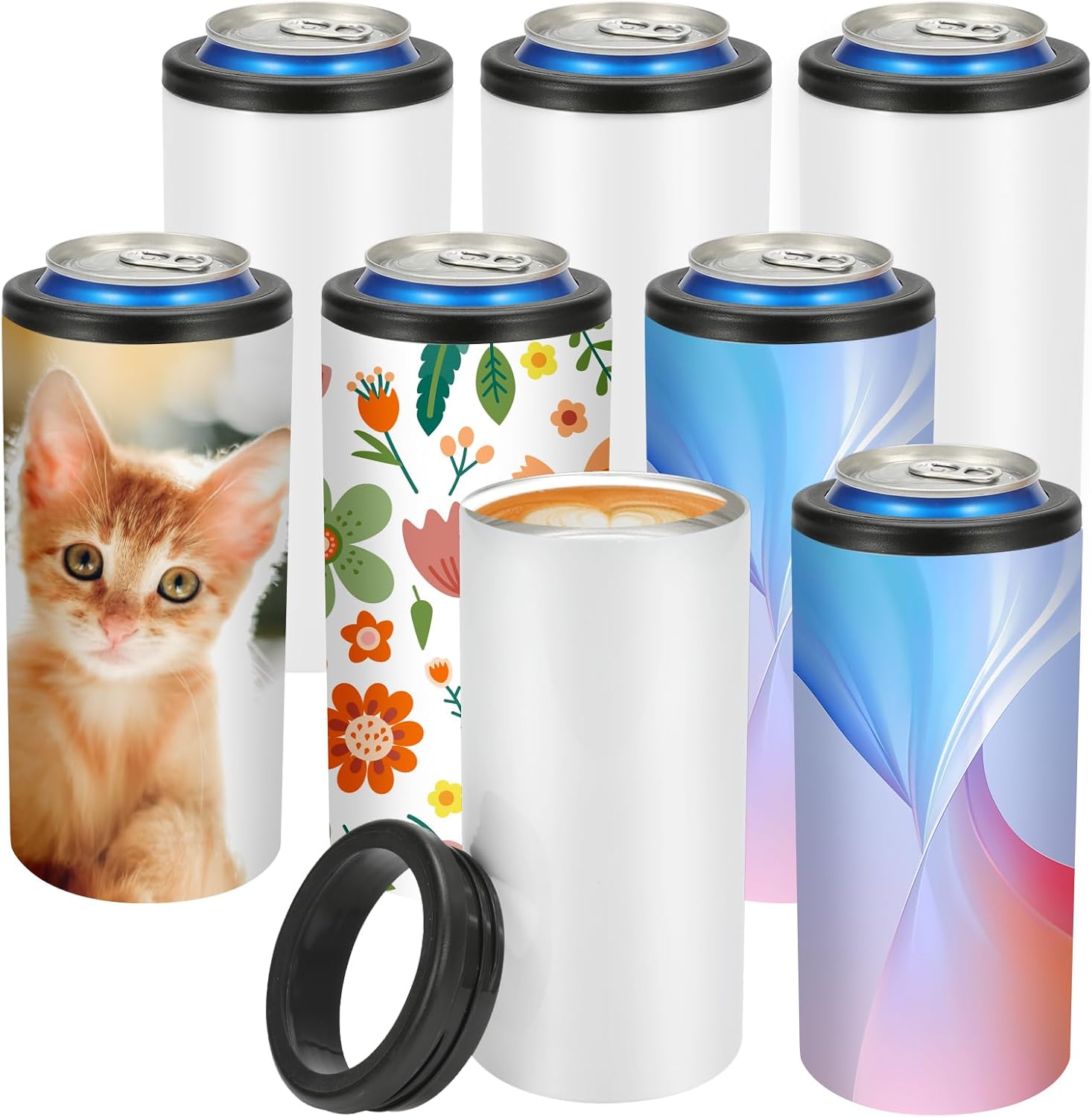 Sublimation Slim Skinny Can Cooler 8 Pack for Custom Gifts