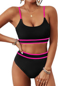 BMJL Women's High Waisted Ribbed Two Piece Swimsuit - Flattering