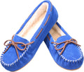 Women's Moccasin Slippers Cow Suede Warm Faux Fur Pile Lined - Cozy
