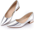 Women's Chunky Closed Toe Low Block Heels Work Pumps (Style F64D)