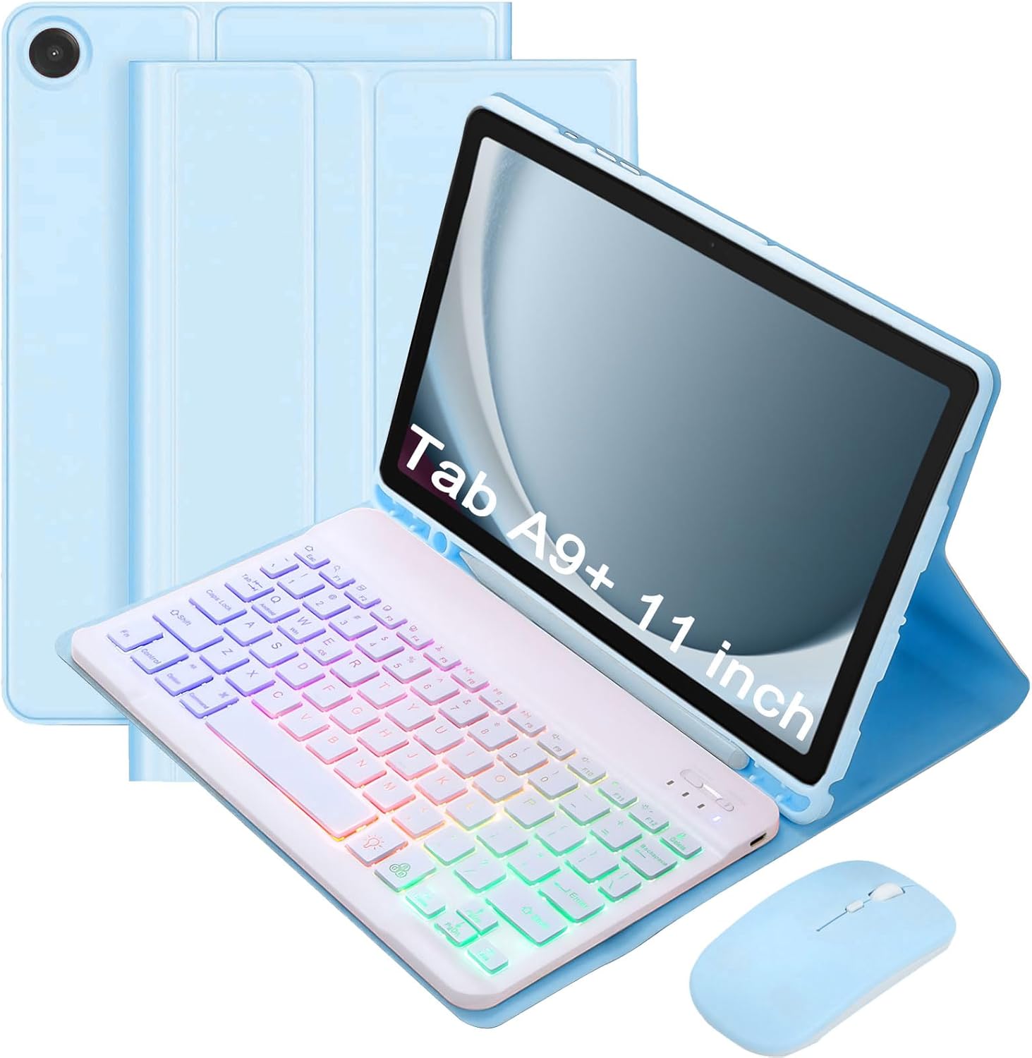 Keyboard Case for Samsung Galaxy Tab A9+ with Bluetooth Mouse
