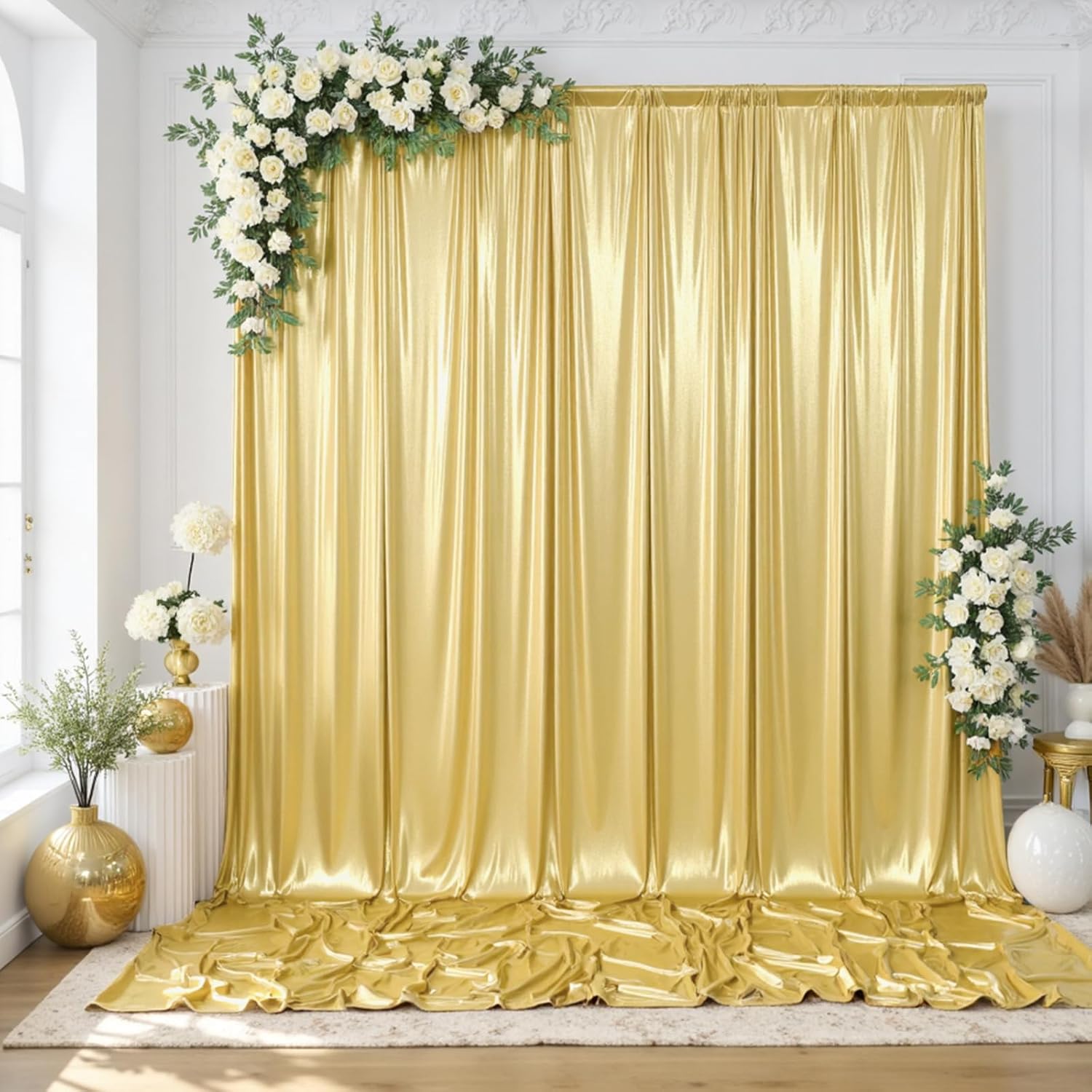 Gold Sequin Backdrop Curtain for Photography & Events - 10x14FT