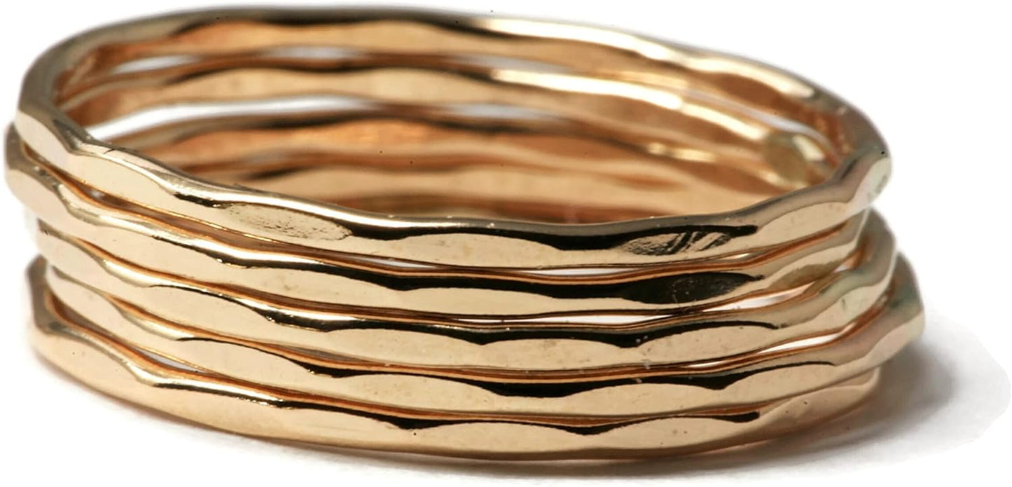 14K Gold Filled Hammer Textured Skinny Stacking Rings for You