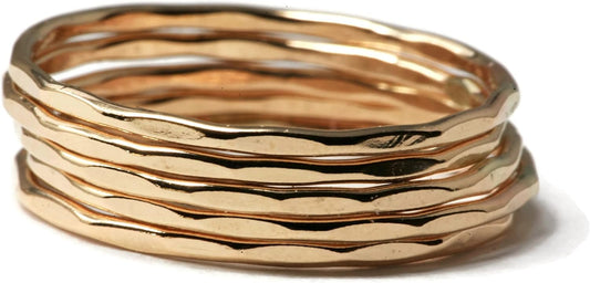 14K Gold Filled Hammer Textured Skinny Stacking Rings for You