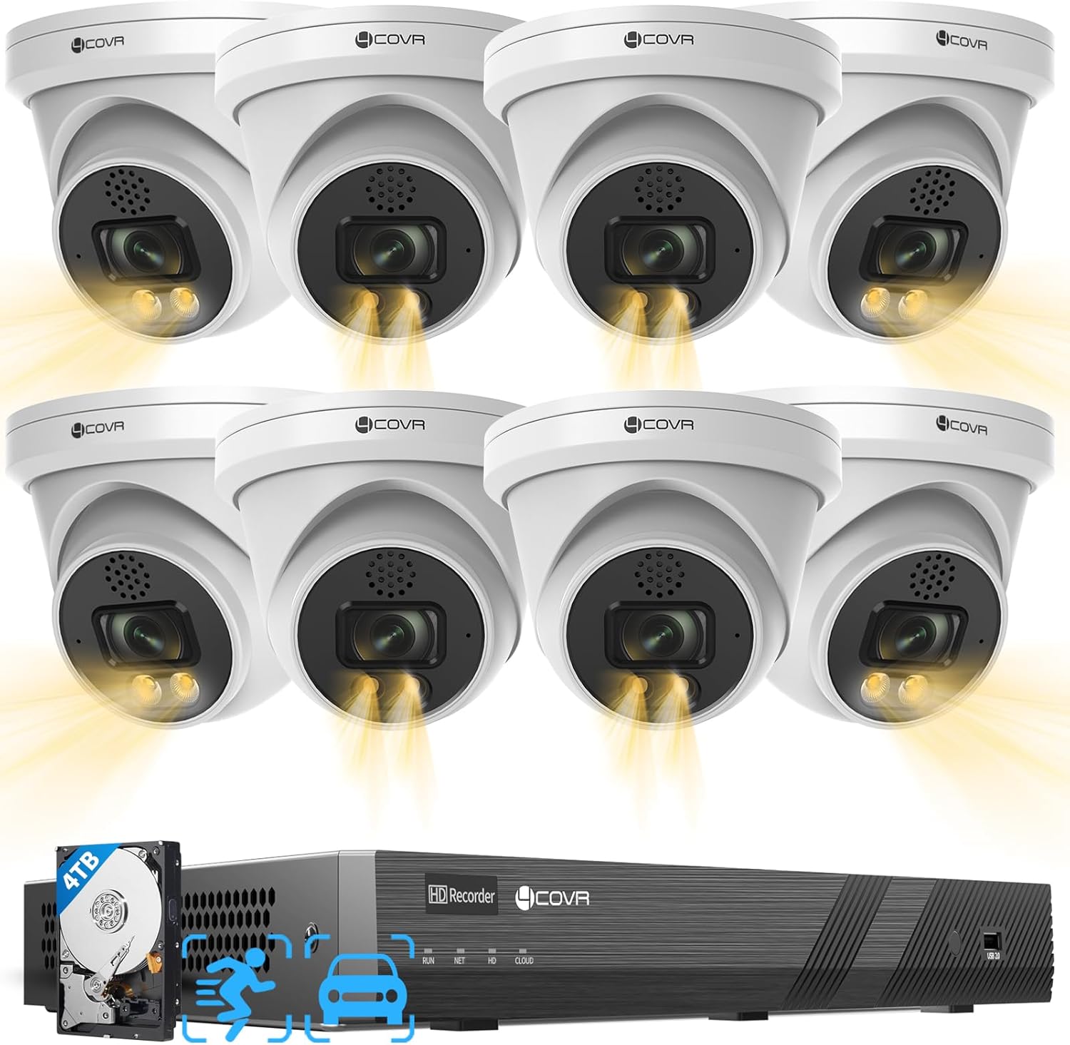UltraHD 16CH PoE Security System | Person/Vehicle Detection, 2-Way Audio, Color Night Vision