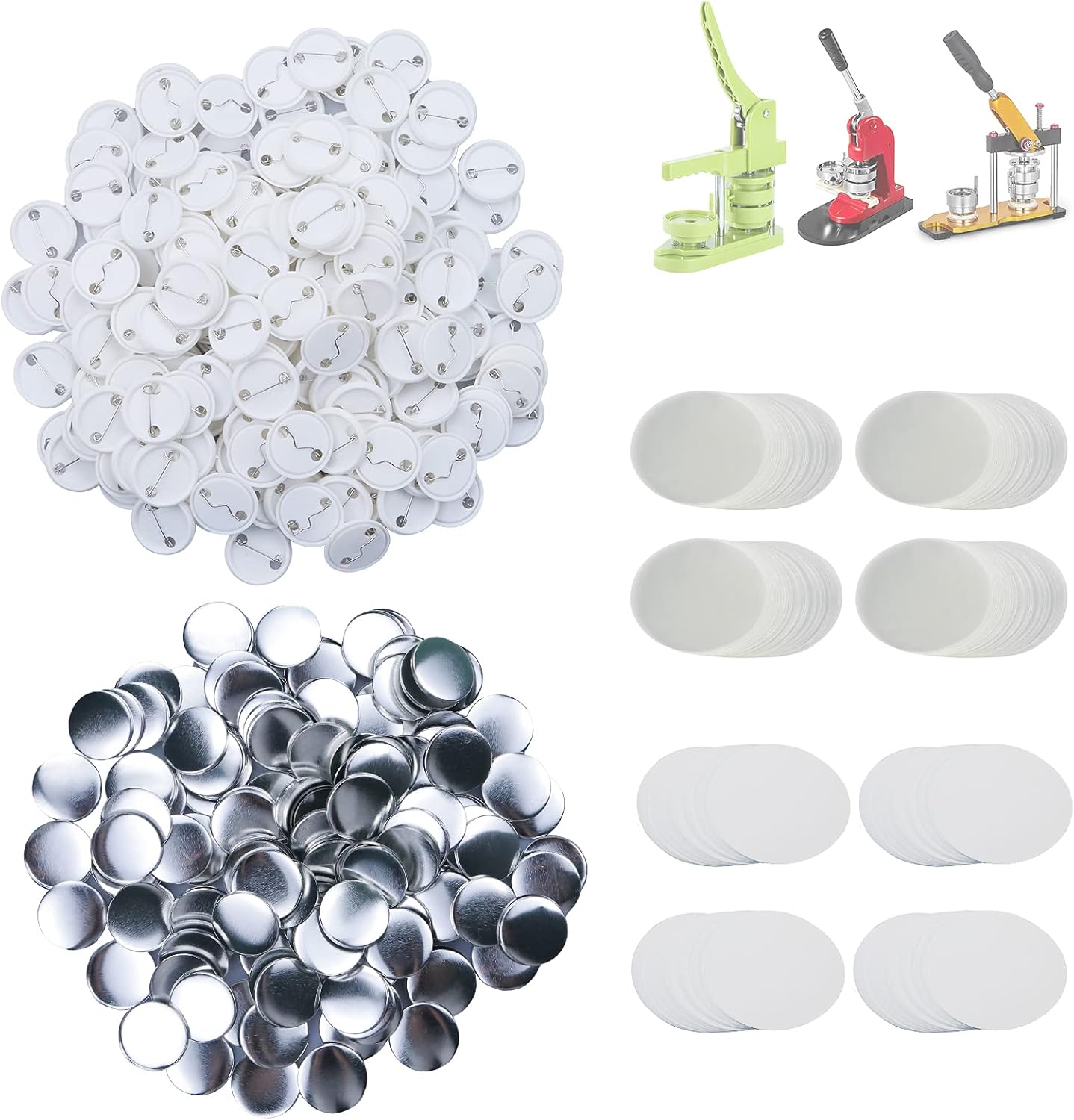 500 Sets 32mm Blank Pin Back Buttons for DIY Badge Making